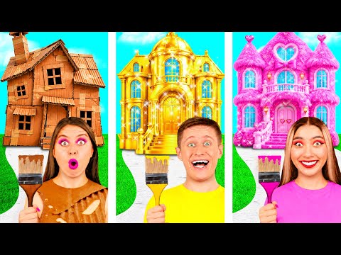 One Colored House Rich vs Broke vs Giga Rich | Smart Gadgets vs Hacks