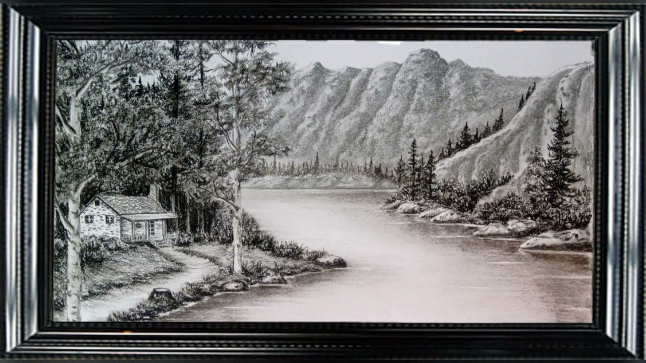 Black And White Pencil Sketches Of Scenery Pencil Sketch Of Mountain