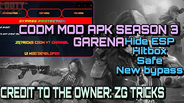 CALL OF DUTY MOBILE MOD APK SEASON 3| HIDE ESP | ANTIBAN | HITBOX | ZG | GARENA | MOD MENU | SAFE