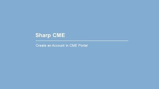 Create an Account in CME Portal