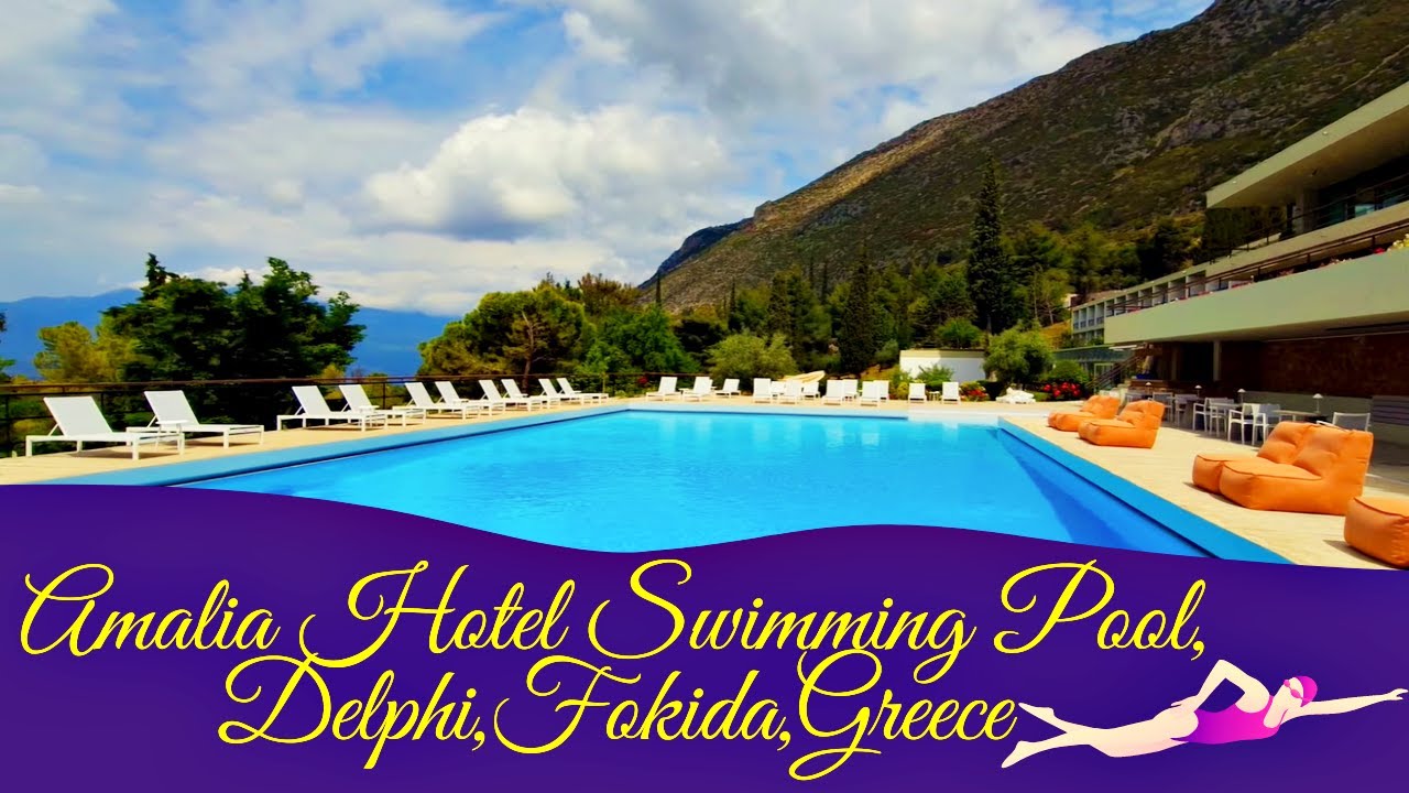 🏤🌿🏊‍♂️Amalia Hotel Swimming Pool,Delphi:Unwind Surrounded by Myth and Mountains!🍹🌊