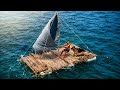 Built a Trash Raft with My Dog and Sailed Into the Sea | Raw Fish Survival