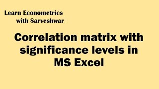 Correlation matrix with significance levels in MS Excel