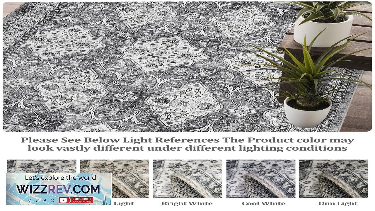 Ковер Garvee, персидский серый, 5x7, винтажный, цветочный, мягкий, с низким ворсом, стираемый