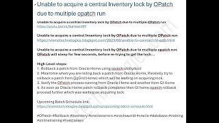 Unable to acquire a central Inventory lock by OPatch due to multiple OPatch run