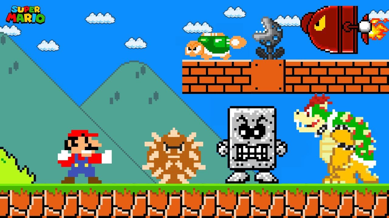 Super Mario Bros. But Anything Mario Touches Turns To MARBLE | Game Animation