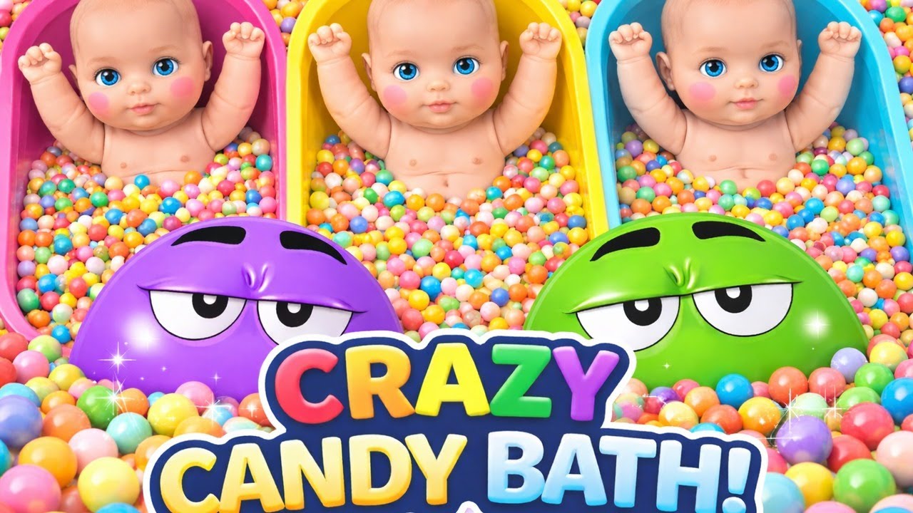 Long Full of 3 Rainbow BathTubs Candy with M&M's & Magic Slime Cutting Video