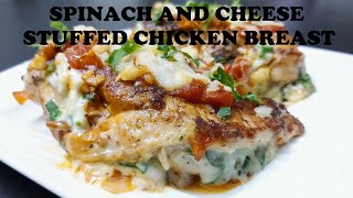 SPINACH AND CHEESE STUFFED CHICKEN BREAST | Cheesy Spinach Stuffed Chicken Breasts Recipe