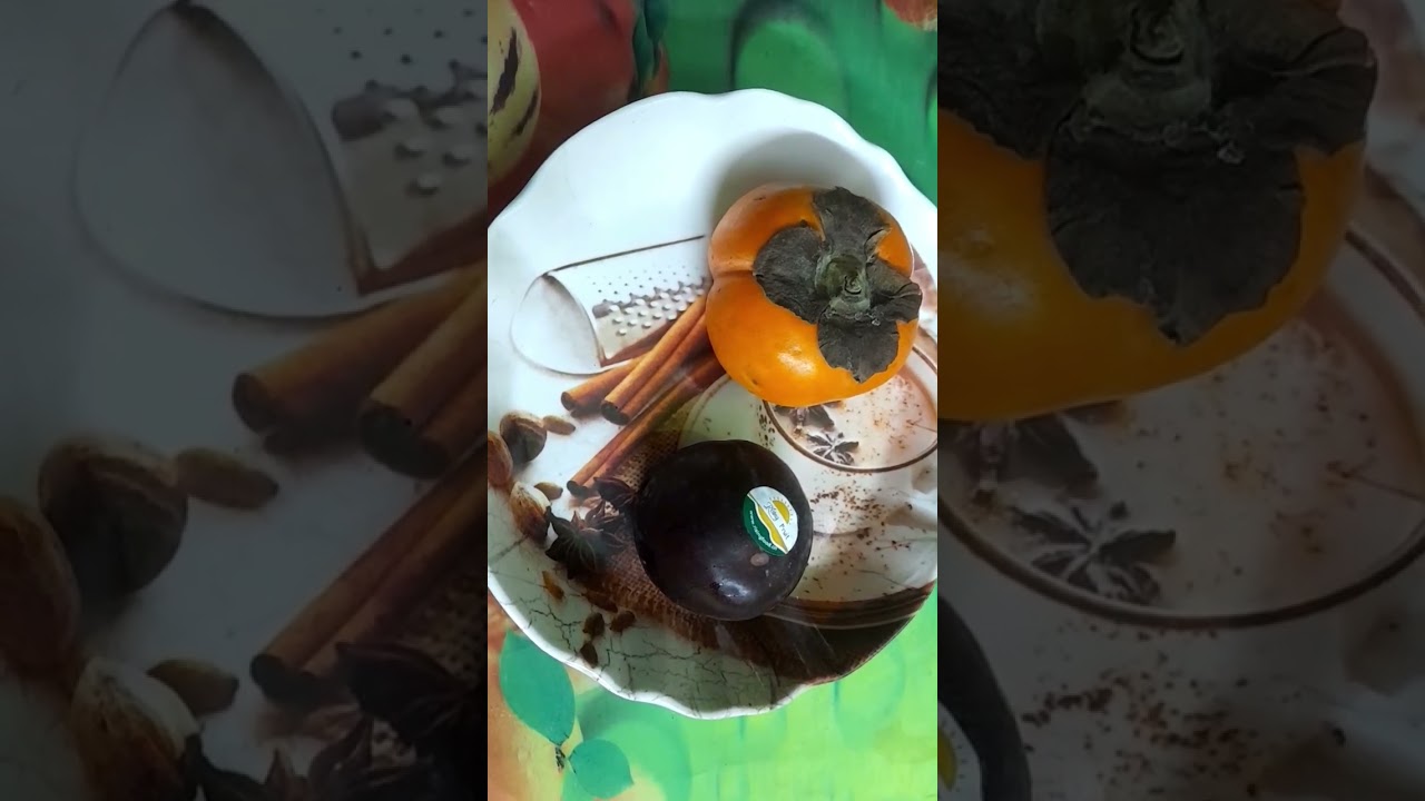 orange  colour  fruit is persimmon fruit and red color  is red plum fruit