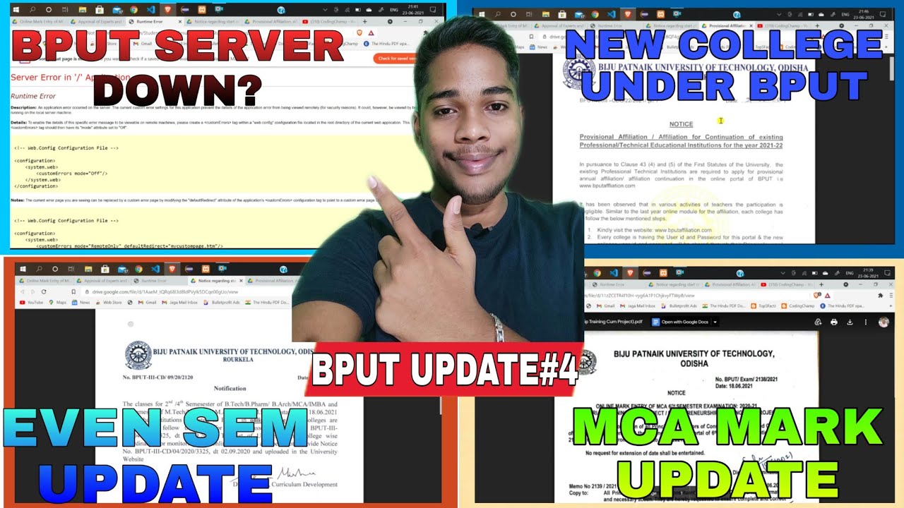 Why bput server is down||Even sem update||MCA marks||New college under bput||Bput update #4