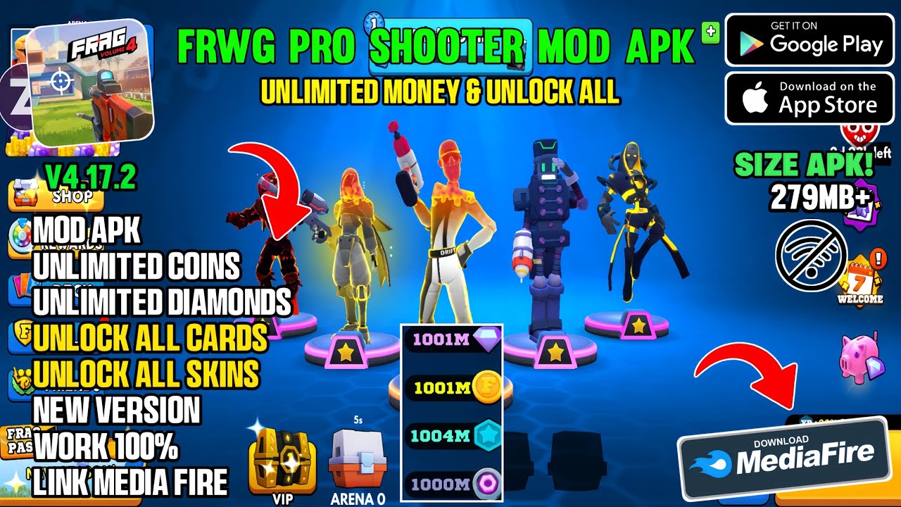 UPDATE!! Frag Pro Shooter Mod Apk V4.17.2 Terbaru 2026 - Unlimited Diamond & Unlimited Everything 
