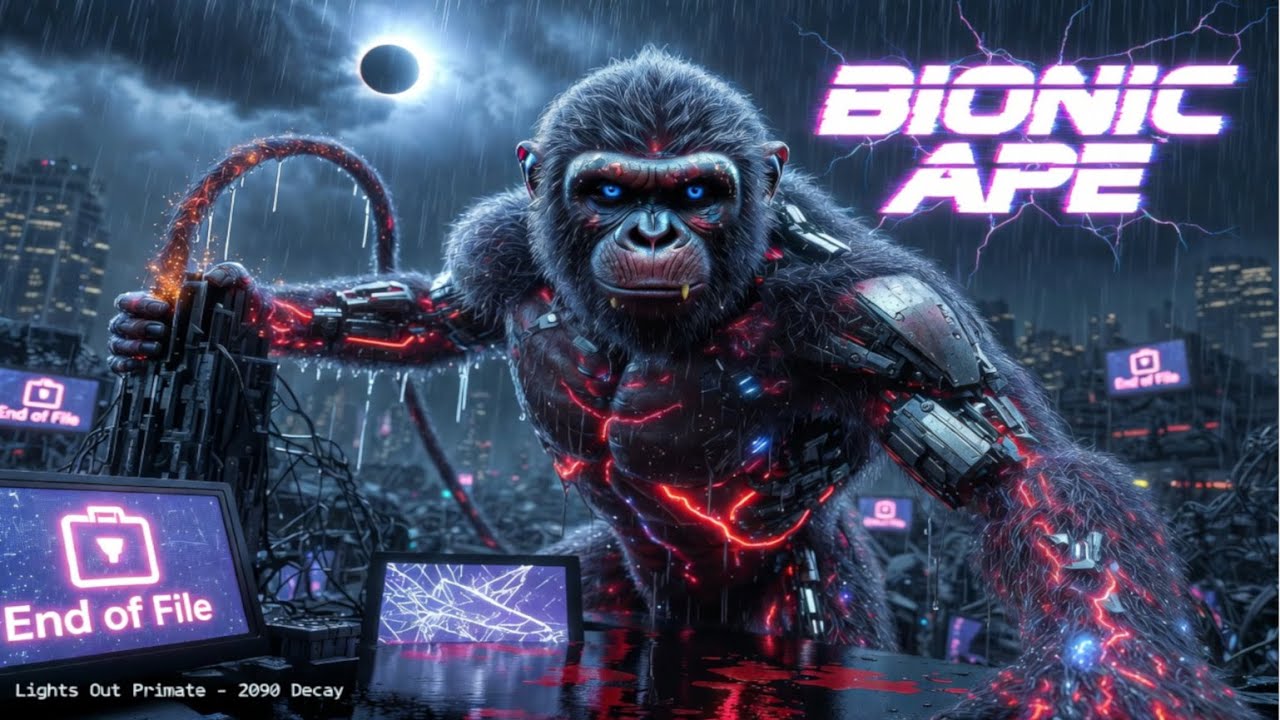 Deneb Cosmic Lab| Bionic Ape: AI-Wired Apocalypse 2089 (Neural Beats + 4K Video)