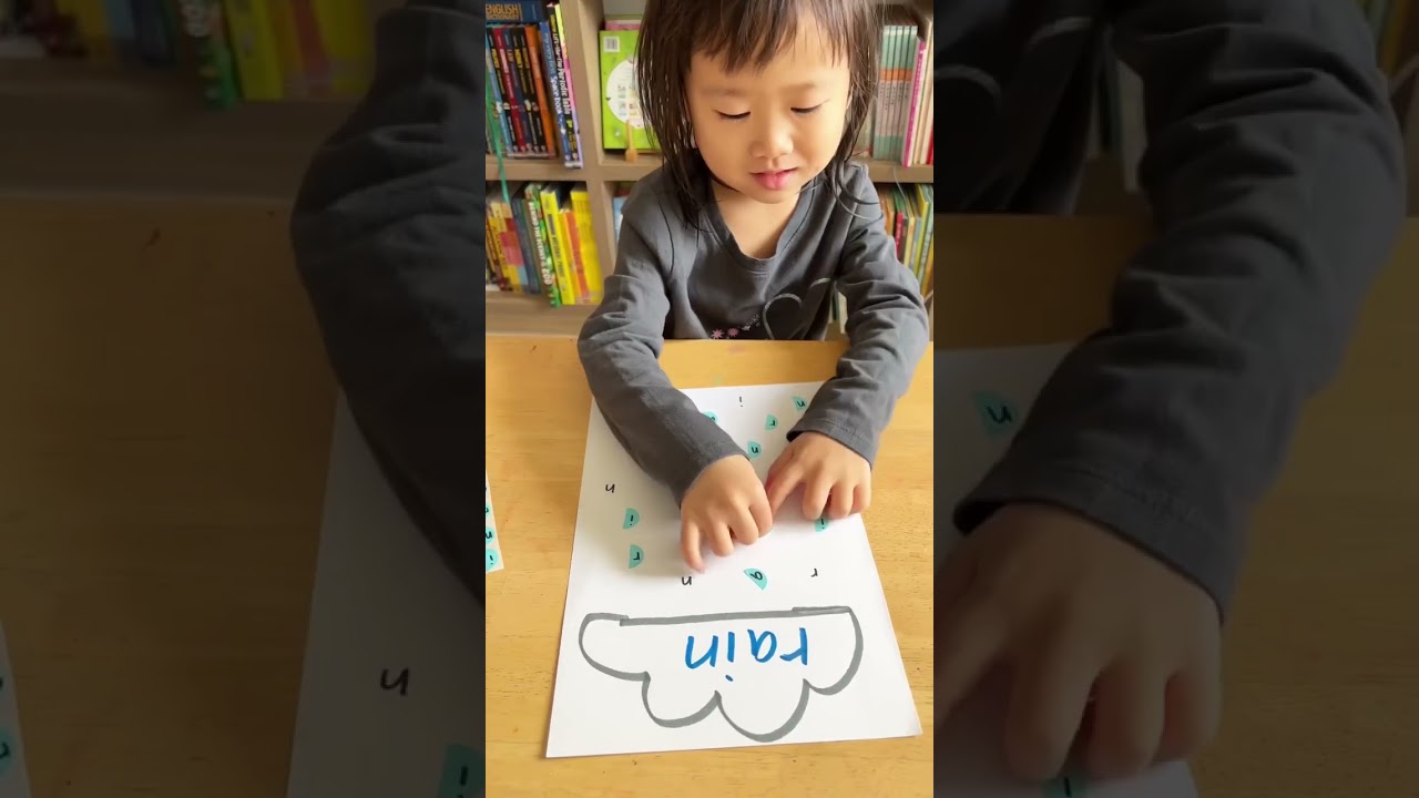 Raindrop Letter Match - Easy dot sticker weather theme letter matching activity