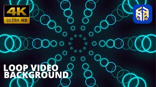 Free 4K Loop Video Background Blue geometric circles pattern with neon color No Copyright
