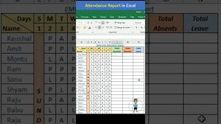 🖥️Attendance Report In Excel #computer #microsoft #excel