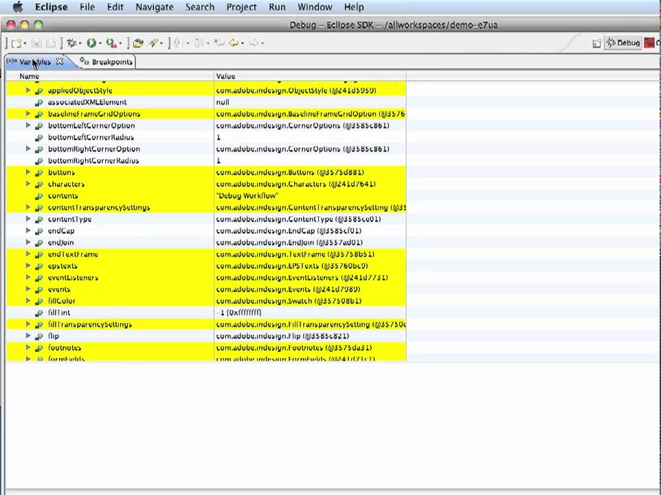 Debug workflows using CS Extension Builder