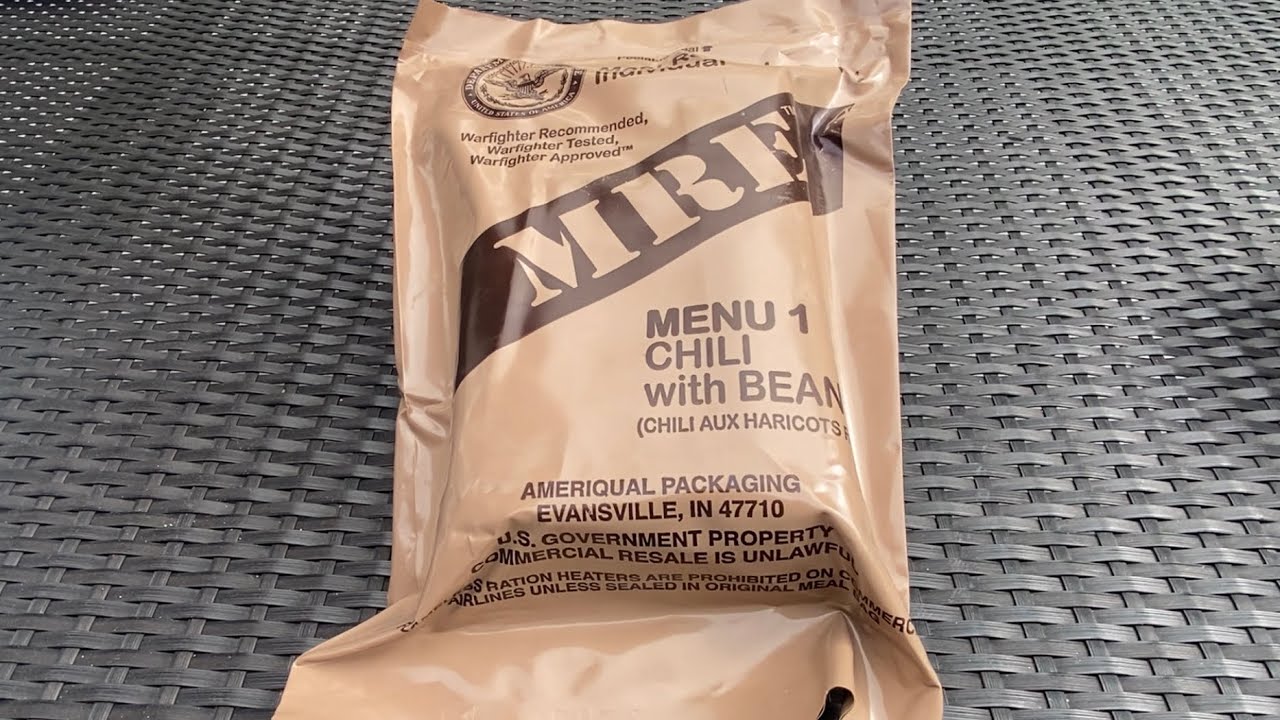 2016 US MRE Menu 1 (Chili with Beans) MRE Review 3 YouTube