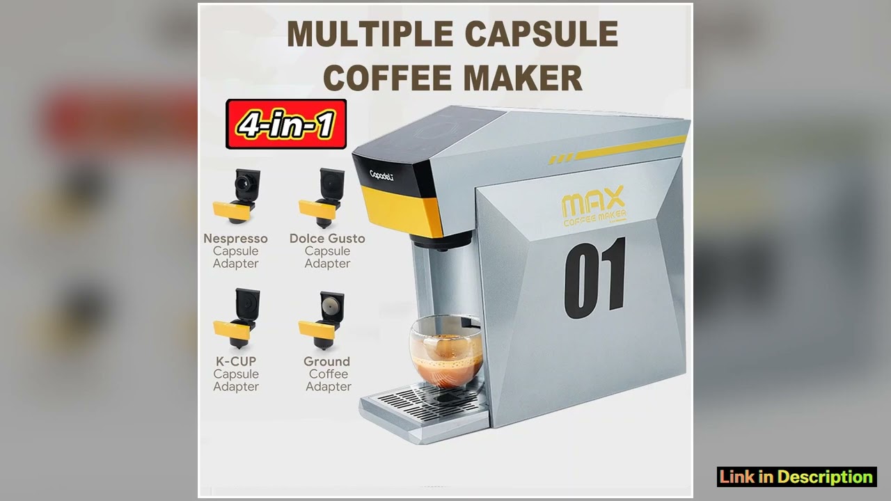 Capsule Coffee Machine 4 in 1 Compatible with DG Nes illy Capsule Pod Ground Coffee Cafeteria