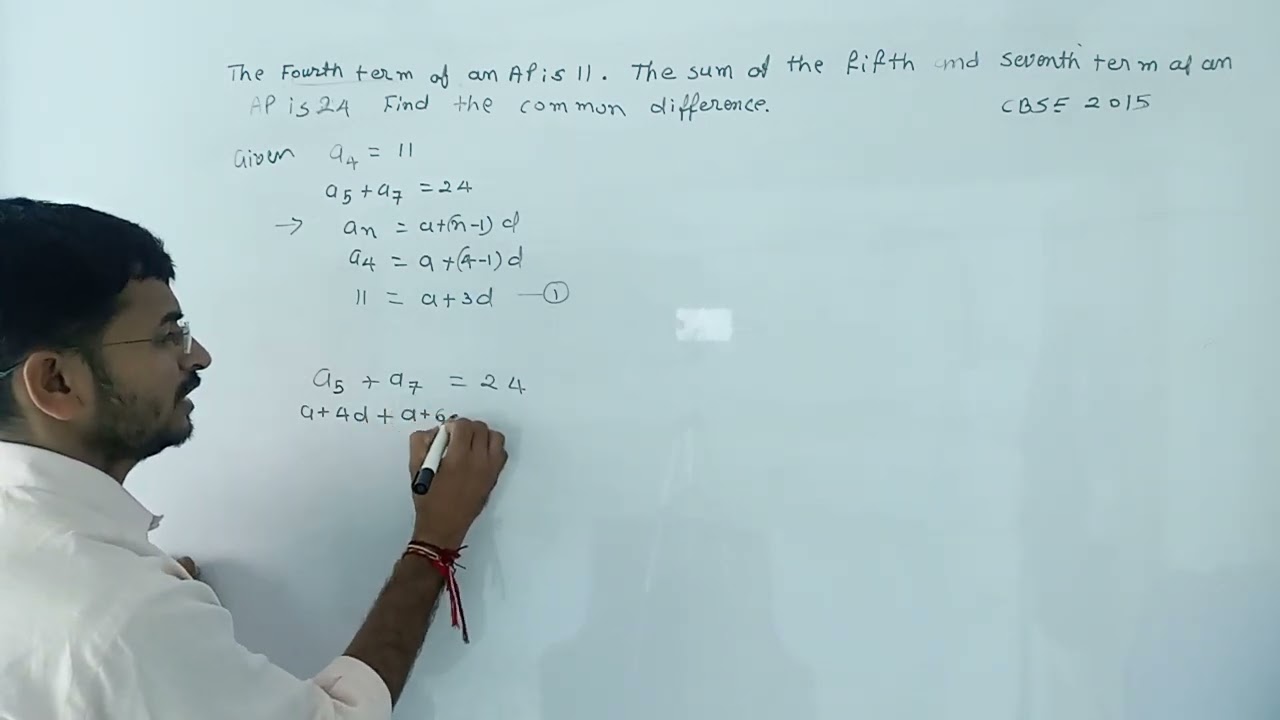 the 4th term of AP is 11. the sum of the 5th and 7th term of an AP is 24 Find the Common difference