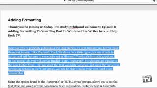 Adding Formatting To Your Blog Post In Windows Live Writer