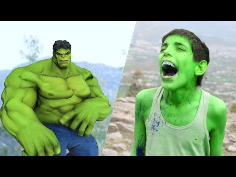 Hulk Transformation in Real Film Scenes || A Poor balloon Boy fight With Two thief