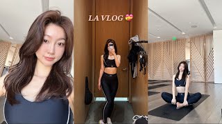 La vlog) alo쇼핑🛍️alo요가🧘‍♀️미국에서운동🏋🏼‍♀️여행브이로그💫 la캘리언니네숙소, Jg rooftop (EP.1)