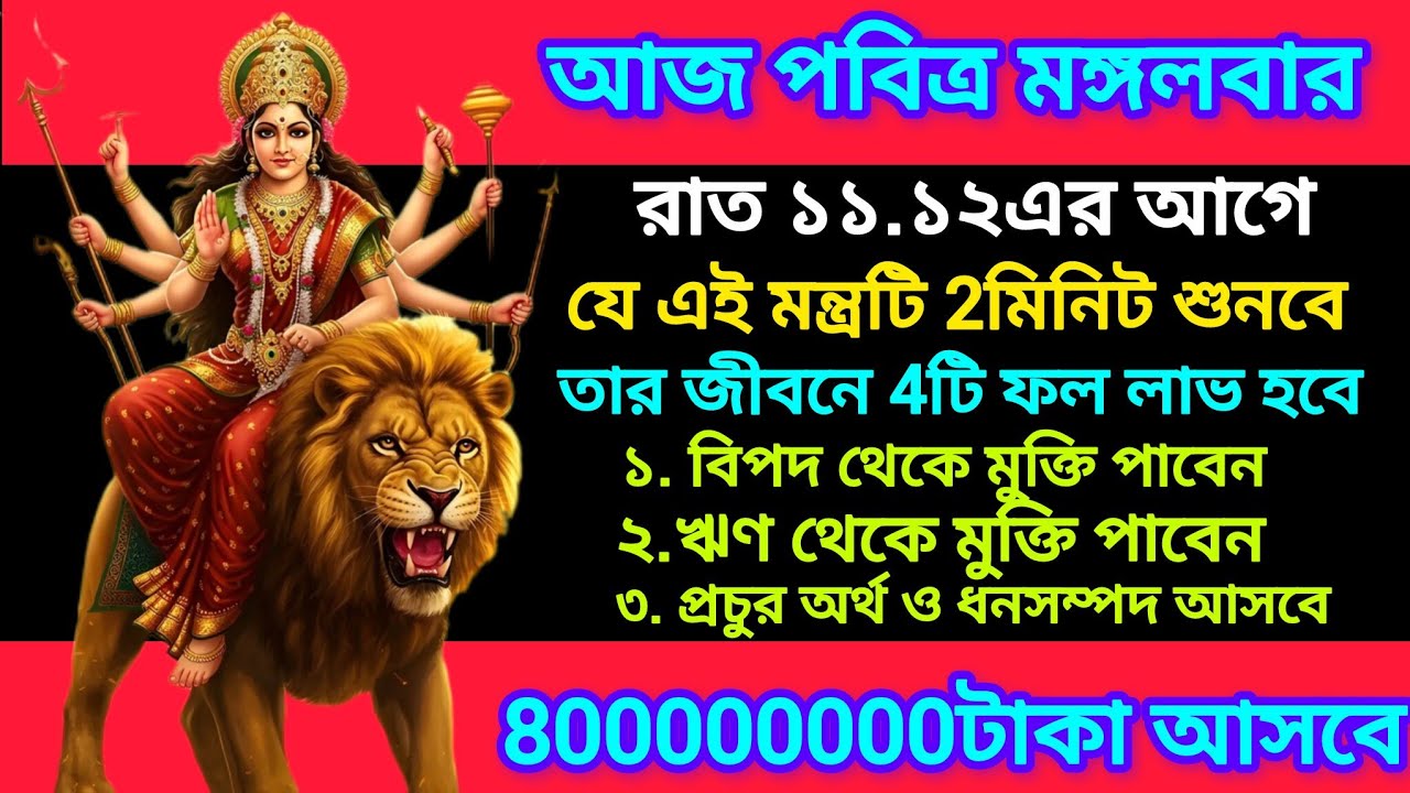 আজ আপনার জীবনের সব চেয়ে শুভদিন,আজ আপনি কোটিপতি হতে পারেন,একবার হলেও শুনুন বিপদতারিণীর এই মন্ত্রটি।