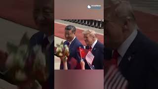 Trump and Xi share smiles as children greet them during welcome parade | #shorts #china #usa #trump