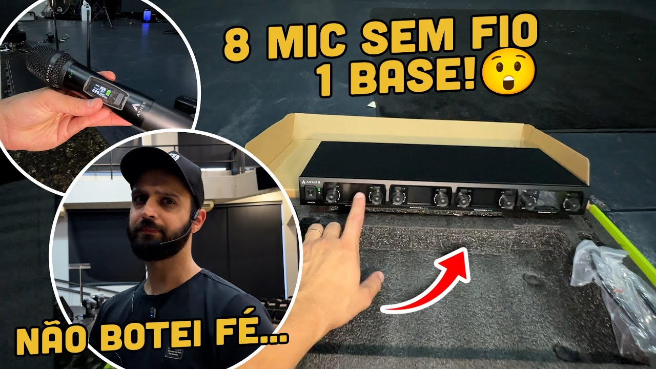 Testei 8 microfones sem fio em uma única base (deu certo?)