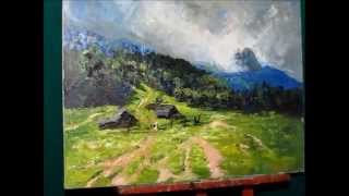 How To Paint Heavy Textured Landscape Part 3/3, Painting Techniques, Knife Painting By Sergey Gusev