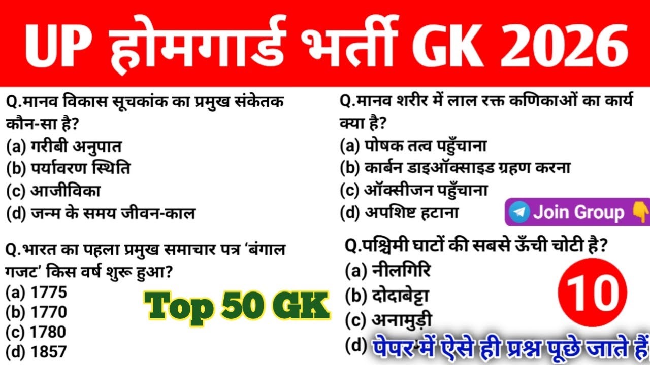UP Homeguard GK Class 10 || UP Homeguard Top GK Questions|| यूपी होमगार्ड भर्ती 2026 || Samanya Gyan