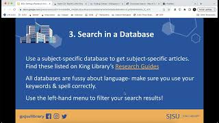 Finding an Article with SJSU Librarian Anne-Marie