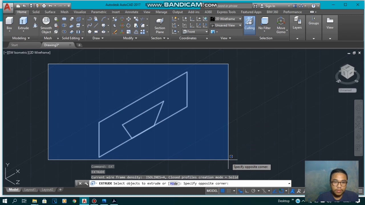 TUTORIAL GAMBAR 3D DI AUTOCAD 2017 - YouTube