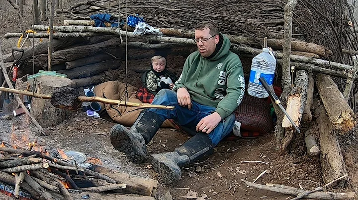 Survival Camping with 3 Yr Old - Building Survival...