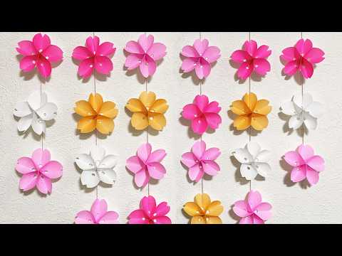 【簡単折り紙】桜の花の壁飾りの作り方🌸How to make Cherry Blossom🌸#flower#Sakura#入学式#春#桜#花#さくら#櫻花#벚꽃#折り方#おりがみ#origami#摺紙