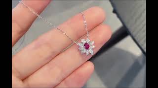 Celebrity Vivid Red Ruby Necklace in Oval Shape Gemstone 0.19 Cts  with 0.1 Cts Diamonds Wealth