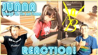 JUNNA is HOW old?!?! | Drum Cover: Through The Fire and Flames (REACTION)