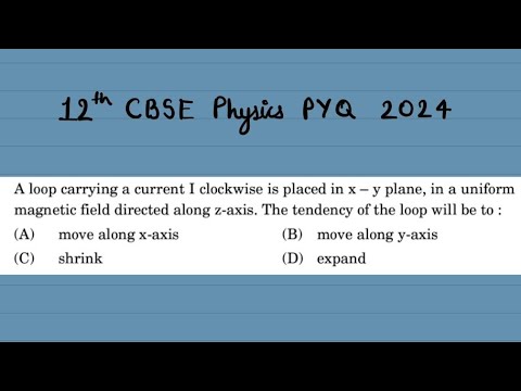 XII Physics A loop carrying a current I clockwise is placed in x-y ...