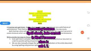 Formatting features, Spell check, Auto correct in Word ProcessorClass  ix sub I. T.