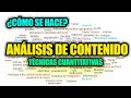 EL ANÁLISIS DE CONTENIDO, TÉCNICAS CUANTITATIVAS