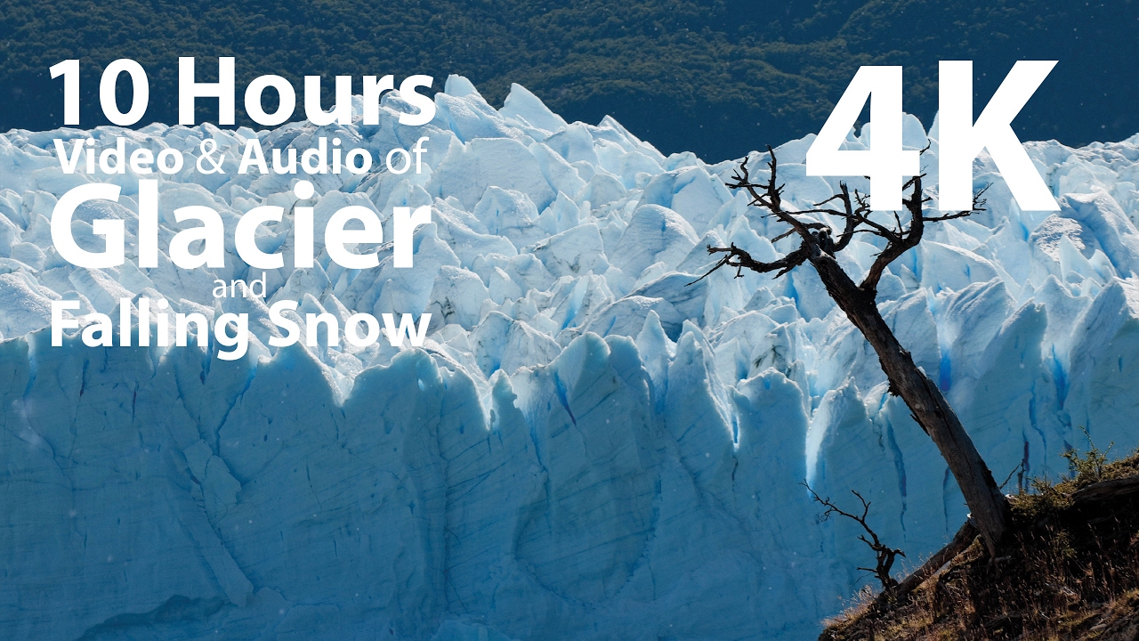 arctic ocean 4K UHD 10 hours - Glacier & Falling Snow window - relaxation, meditation, nature