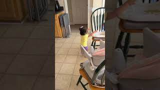 Emma Being Sneaky. Told Emma Not To Eat The Lima Beans Cuz Theyre Too Hot. Hiding Behind Door