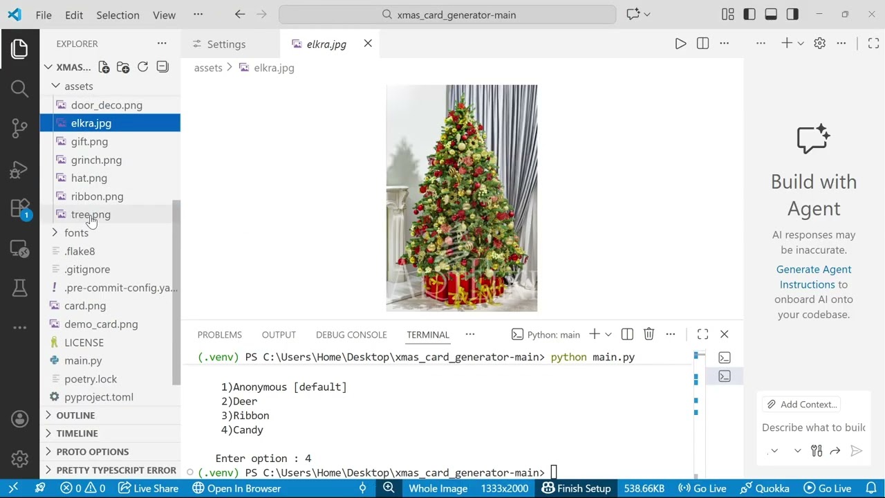Поздравительная открытка на python (грустно что мое не работало)