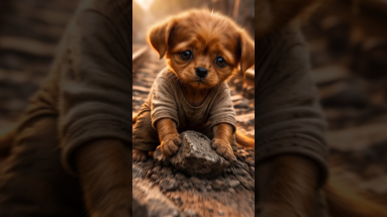 A Poor Puppy Working on the Railway Track