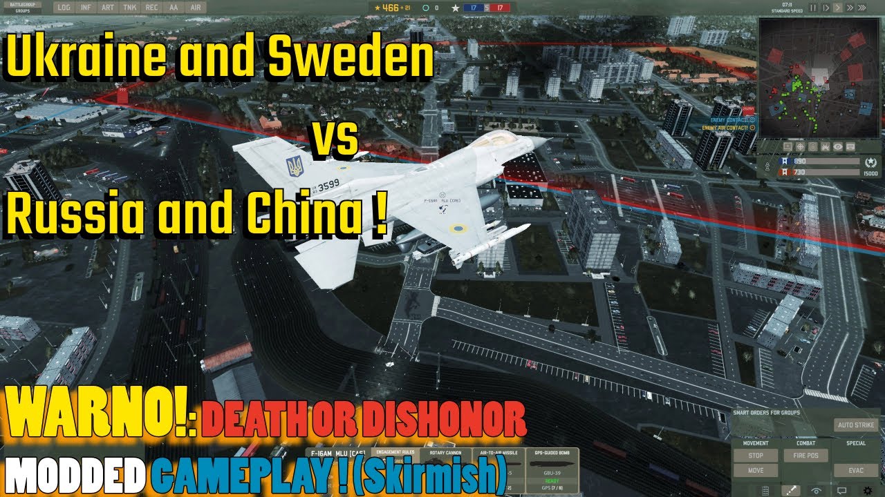 UKRAINE AND SWEDEN SKIRMISH AGAINST RUSSIA AND CHINA ! WARNO MODDED GAMEPLAY !