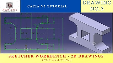 Catia v5 tutorial for beginners || sketcher workbench 2D drawings for practice ||