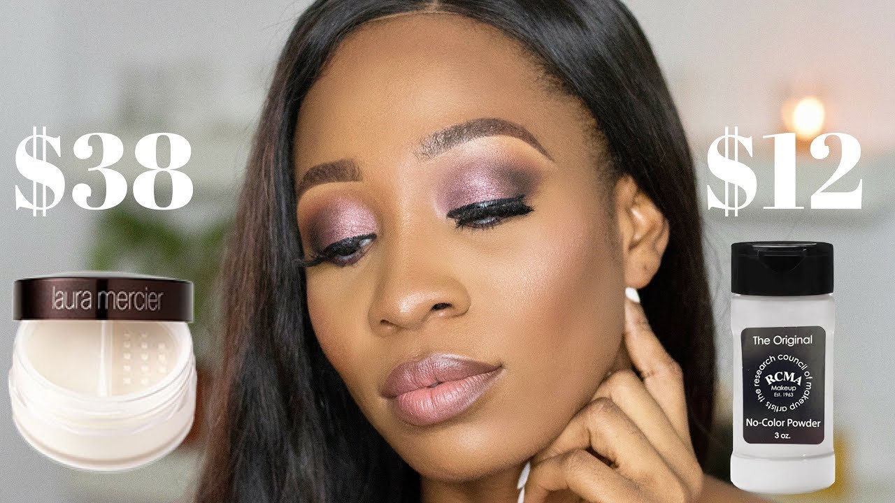 PURPLE SMOKEY EYE FT RCMA no colour powder VS LAURA MERCIER setting  powder | STEPHANIE ANI