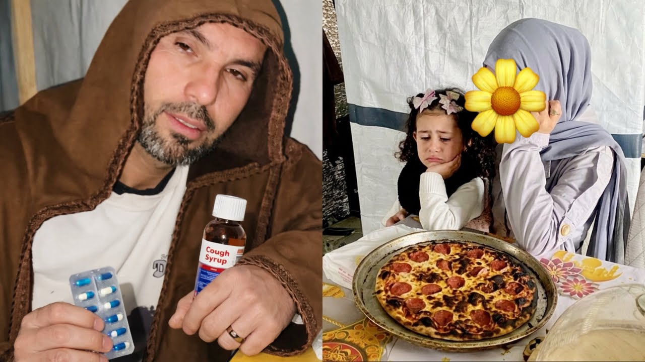 عملت بيتزا والنهاية حزينة😢 زوجي مريض 