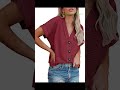Dokotoo Women's Summer Waffle Knit Button Down Shirt - Casual V Neck Short Sleeve Top