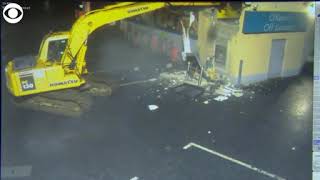 Caught on Camera: Stolen digger rips ATM from wall
